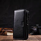 Практичний чоловічий клатч із двома відділеннями з натуральної шкіри BOND 22027 Чорний, фото 8