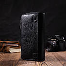 Практичний чоловічий клатч із двома відділеннями з натуральної шкіри BOND 22027 Чорний, фото 9