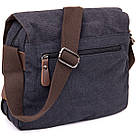 Сумка почтальонка текстильна Vintage 20604 Чорна, фото 2