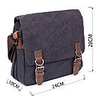 Сумка почтальонка текстильна Vintage 20604 Чорна, фото 4