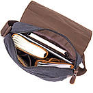 Сумка почтальонка текстильна Vintage 20604 Чорна, фото 6