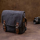 Сумка почтальонка текстильна Vintage 20604 Чорна, фото 8