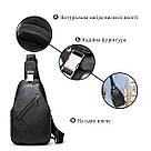 Сумка чоловіча слінг через плече в зернистій шкірі Vintage 20249 Чорна, фото 4