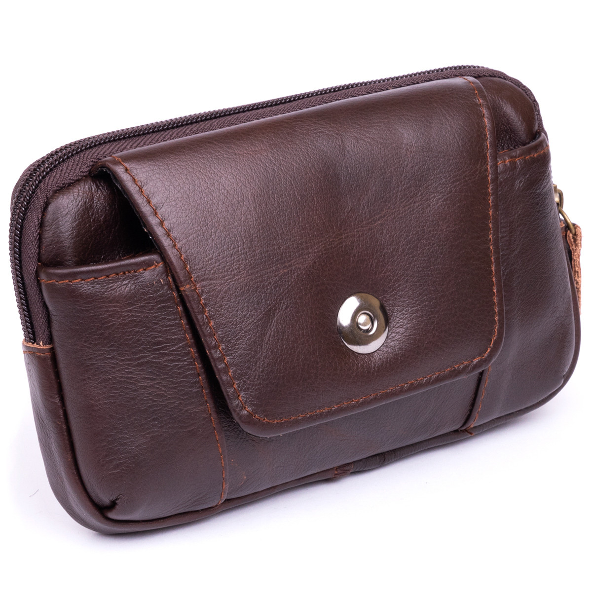 Горизонтальна барсетка на ремінь брюк шкіряна Vintage 20354 Коричнева, фото 1