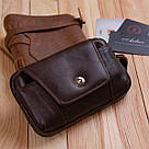 Горизонтальна барсетка на ремінь брюк шкіряна Vintage 20354 Коричнева, фото 2