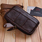 Горизонтальна барсетка на ремінь брюк шкіряна Vintage 20354 Коричнева, фото 5