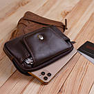 Горизонтальна барсетка на ремінь брюк шкіряна Vintage 20354 Коричнева, фото 6
