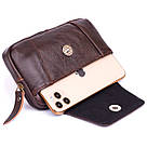 Горизонтальна барсетка на ремінь брюк шкіряна Vintage 20354 Коричнева, фото 7