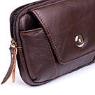Горизонтальна барсетка на ремінь брюк шкіряна Vintage 20354 Коричнева, фото 8