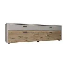 Тумба під ТВ з ДСП/МДФ у вітальню 2Д2Ш Стоун Шиншила сіра/Дуб вікінг Сокме