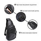 Стильна шкіряна чоловіча сумка через плече Vintage 20672 Чорний, фото 4