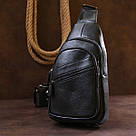 Стильна шкіряна чоловіча сумка через плече Vintage 20672 Чорний, фото 8