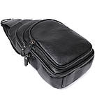 Компактна шкіряна чоловіча сумка через плече Vintage 20684 Чорний, фото 5