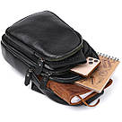 Компактна шкіряна чоловіча сумка через плече Vintage 20684 Чорний, фото 7