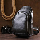Компактна шкіряна чоловіча сумка через плече Vintage 20684 Чорний, фото 8