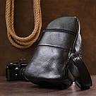 Компактна шкіряна чоловіча сумка через плече Vintage 20684 Чорний, фото 9
