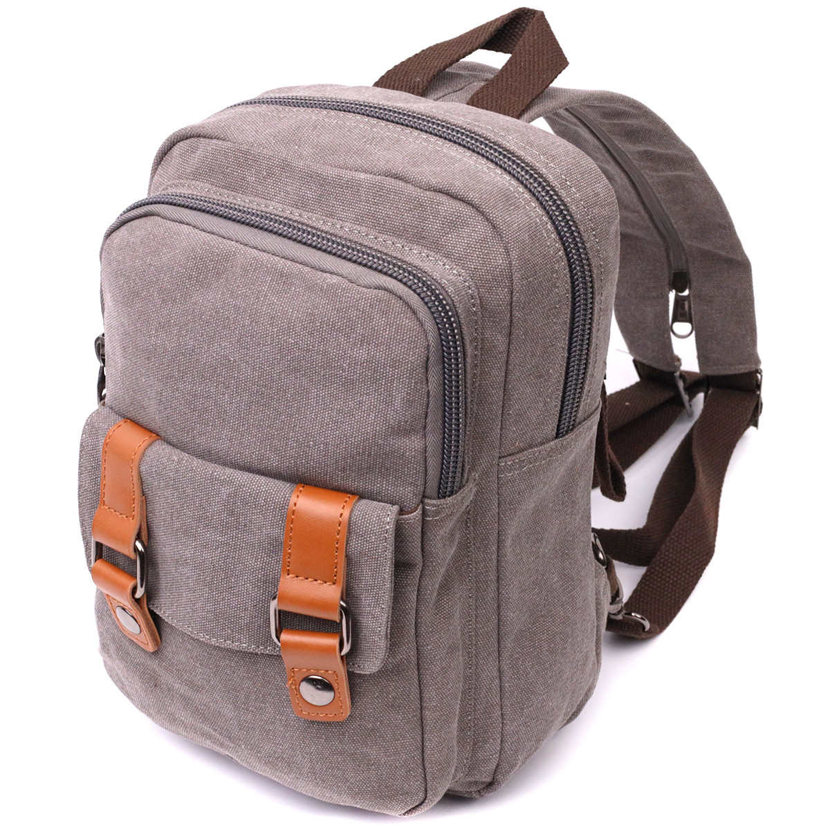 Оригінальна сумка-рюкзак з двома відділеннями із щільного текстилю Vintage 22161 Сірий, фото 1