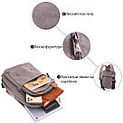 Оригінальна сумка-рюкзак з двома відділеннями із щільного текстилю Vintage 22161 Сірий, фото 4