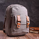 Оригінальна сумка-рюкзак з двома відділеннями із щільного текстилю Vintage 22161 Сірий, фото 9
