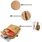 Зручна сумка-рюкзак у стилі мілітарі з двома відділеннями із щільного текстилю Vintage 22166 Пісочний, фото 4