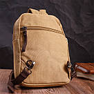 Зручна сумка-рюкзак у стилі мілітарі з двома відділеннями із щільного текстилю Vintage 22166 Пісочний, фото 10