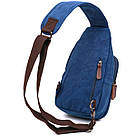 Текстильна чоловіча сумка через плече Vintage 20387 Синій, фото 5