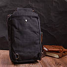 Оригінальна чоловіча сумка через плече із щільного текстилю Vintage 22192 Чорний, фото 10