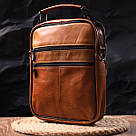 Зручна чоловіча сумка з ручкою шкіряна 21273 Vintage Руда, фото 10