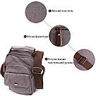 Невелика чоловіча сумка із щільного текстилю Vintage 22217 Сірий, фото 4