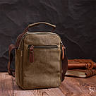 Цікава невелика чоловіча сумка із щільного текстилю Vintage 22219 Оливковий, фото 10