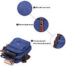 Зручна невелика чоловіча сумка із щільного текстилю Vintage 22221 Синій, фото 4