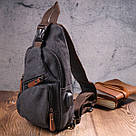 Чоловіча сумка через плече з кабелем USB текстильна 21221 Vintage Чорна, фото 7