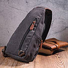 Чоловіча сумка через плече з кабелем USB текстильна 21221 Vintage Чорна, фото 8