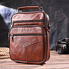 Відмінна чоловіча сумка з ручкою шкіряна 21277 Vintage Руда, фото 9