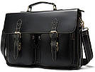 Портфель чоловічий зі шкіри на плече Vintage 14878 Чорний, фото 2