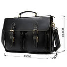 Портфель чоловічий зі шкіри на плече Vintage 14878 Чорний, фото 3