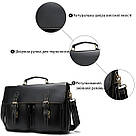 Портфель чоловічий зі шкіри на плече Vintage 14878 Чорний, фото 4