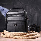 Якісна чоловіча сумка з натуральної шкіри 21278 Vintage Чорна, фото 9