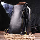 Надзвичайна сумка чоловіча через плече із натуральної гладкої шкіри 21286 Vintage Чорна, фото 10