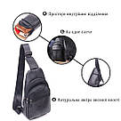 Сучасна чоловіча сумка через плече з натуральної шкіри 21307 Vintage Чорна, фото 4