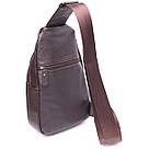 Зручна чоловіча сумка через плече з натуральної шкіри 21308 Vintage Коричнева, фото 2