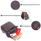 Зручна чоловіча сумка через плече з натуральної шкіри 21308 Vintage Коричнева, фото 4