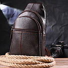 Зручна чоловіча сумка через плече з натуральної шкіри 21308 Vintage Коричнева, фото 8