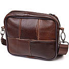 Чоловіча горизонтальна поясна сумка з натуральної шкіри 21486 Vintage Коричнева, фото 2