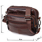 Чоловіча горизонтальна поясна сумка з натуральної шкіри 21486 Vintage Коричнева, фото 4