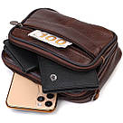 Чоловіча горизонтальна поясна сумка з натуральної шкіри 21486 Vintage Коричнева, фото 7