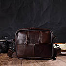 Чоловіча горизонтальна поясна сумка з натуральної шкіри 21486 Vintage Коричнева, фото 9