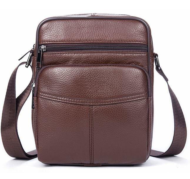 Сумка чоловіча зерниста Vintage 14705 Коричнева, фото 1