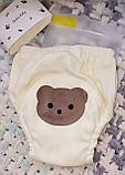 Тренувальні трусики для дітей  | багаторазові підгузки, розмір  80см  (5-9кг), 1шт (бежевий ведмедик), фото 4