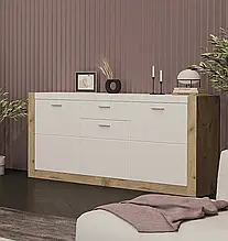 Комод у спальню, вітальню з ДСП/МДФ 3Д1Ш Палермо дуб вікінг/білий Сокме